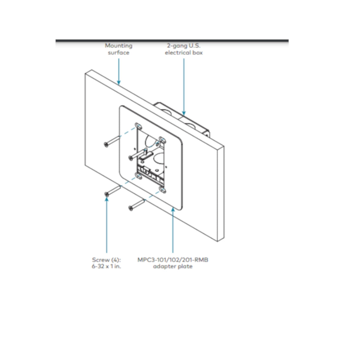 Crestron MPC3-101/102/201-RMB  Retrofit Mounting Bracket for MPC3-101, MPC3-102, and MPC3-201