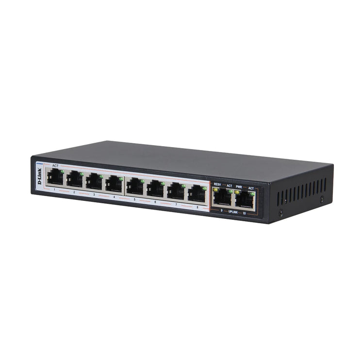 D-Link 10-Port 10/100 Long Range PoE+ Surveillance Switch 